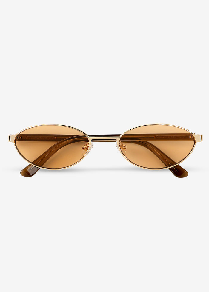 Akio- Gold and Brown Titanium Sunglasses