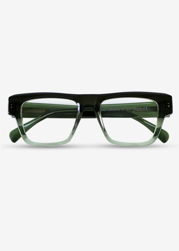 Amber Edge – Bold Rectangle Eyewear - Green