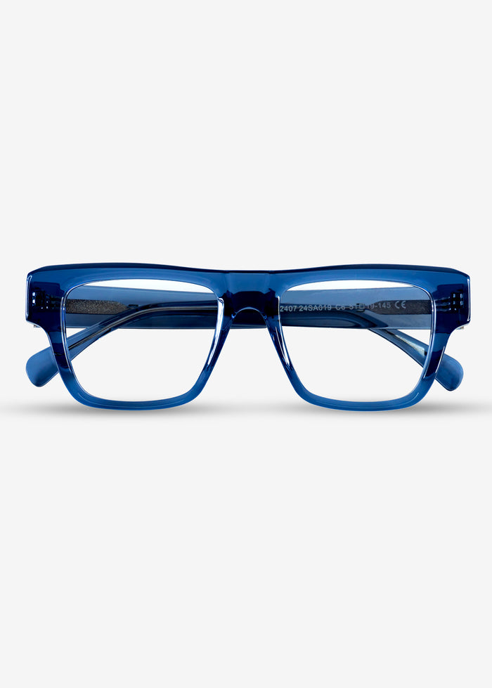 Amber Edge – Bold Rectangle Eyewear - Blue