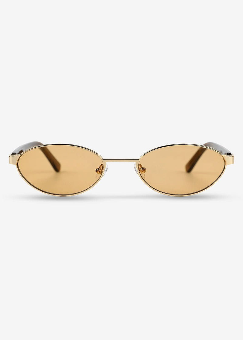 Akio - Gold and Brown Titanium Sunglasses - Nuree World