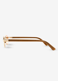 Akio - Gold and Brown Titanium Sunglasses - Nuree World