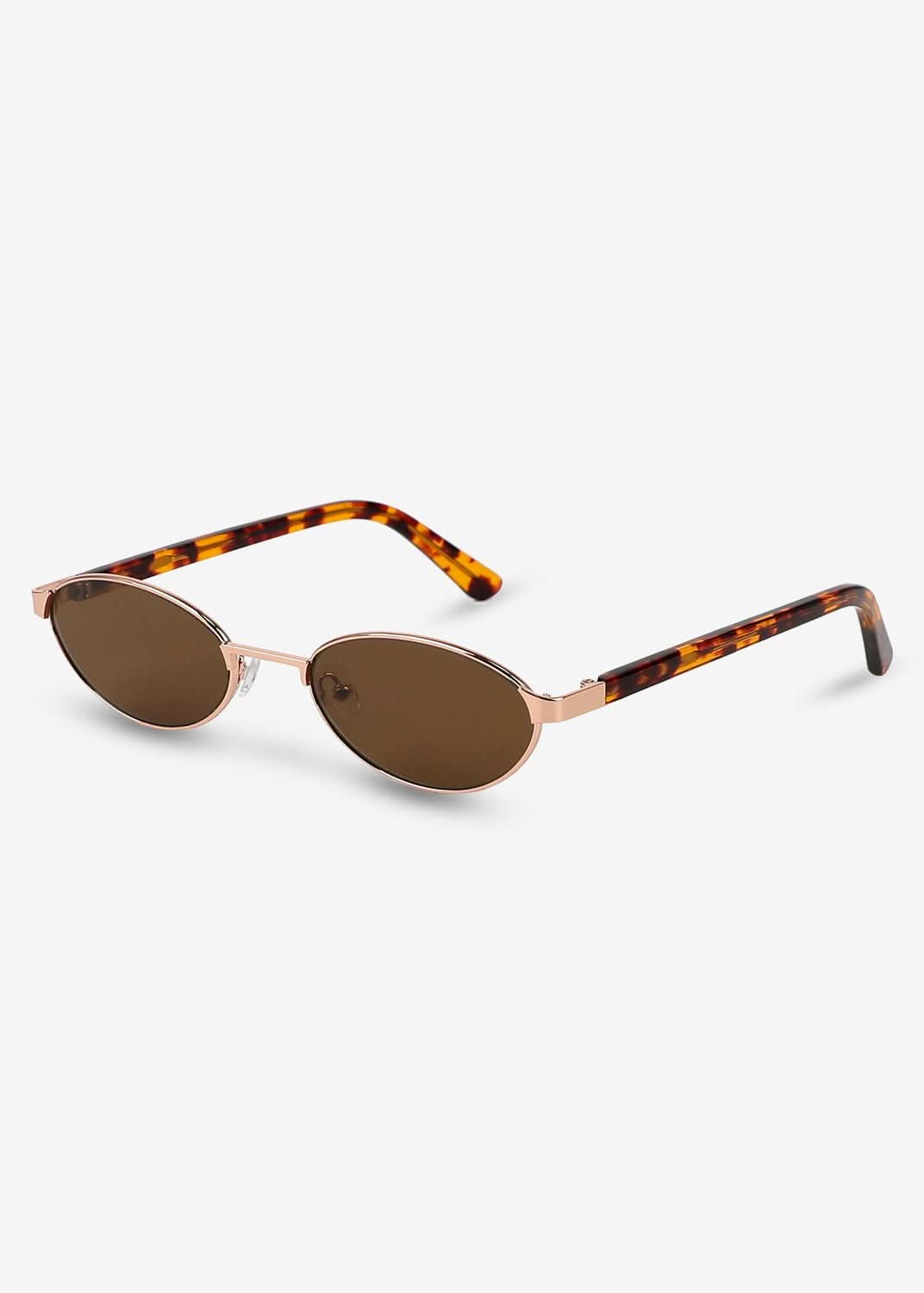 Akio - Rose Gold & Brown Titanium Sunglasses - Nuree World