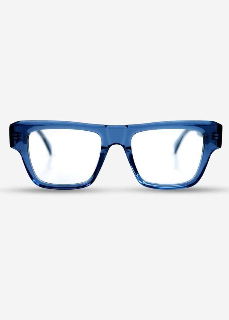 Amber Edge – Bold Rectangle Eyewear - Blue - Nuree World