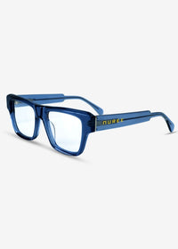 Amber Edge – Bold Rectangle Eyewear - Blue - Nuree World