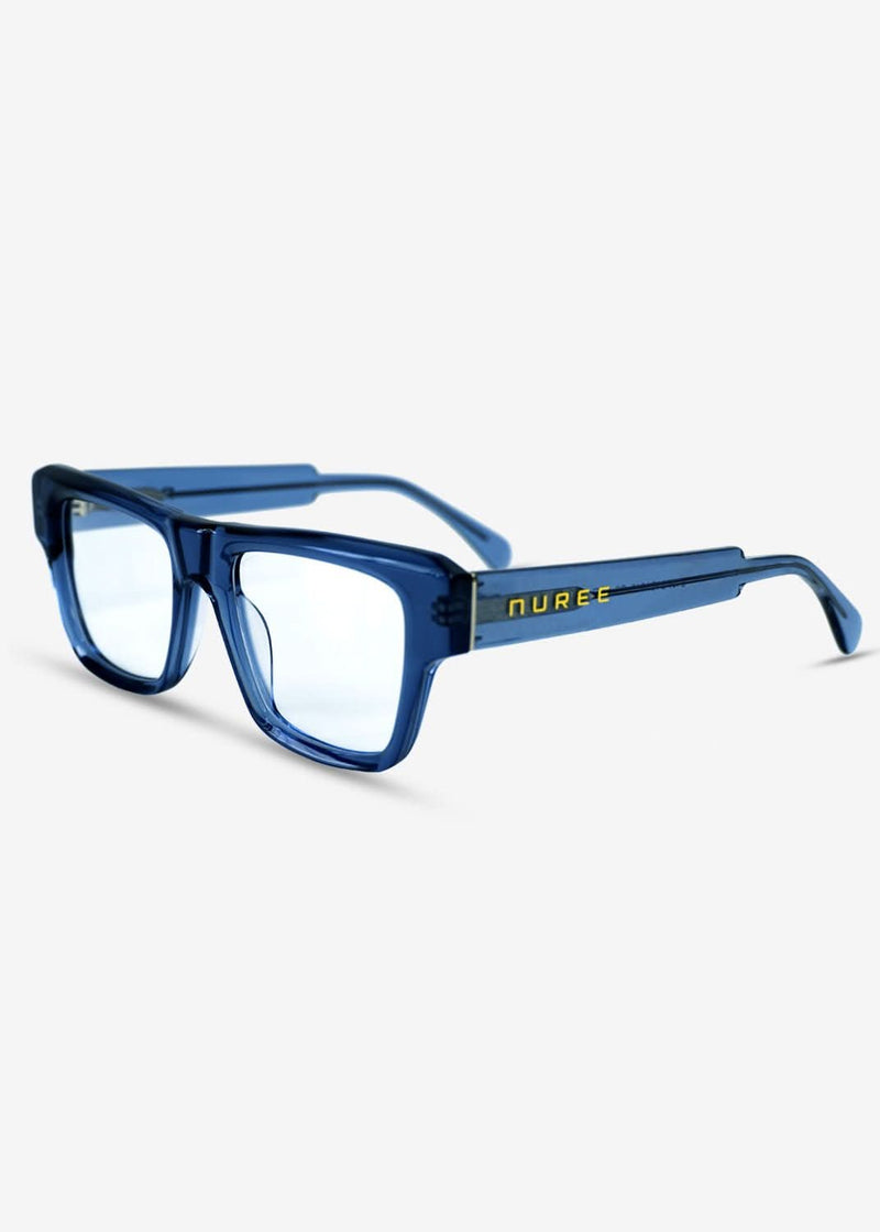 Amber Edge – Bold Rectangle Eyewear - Blue - Nuree World