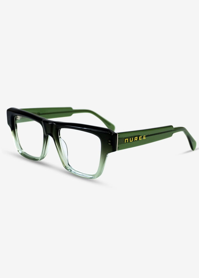 Amber Edge – Bold Rectangle Eyewear - Green - Nuree World