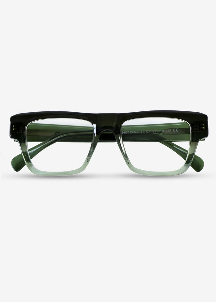 Amber Edge – Bold Rectangle Eyewear - Green - Nuree World