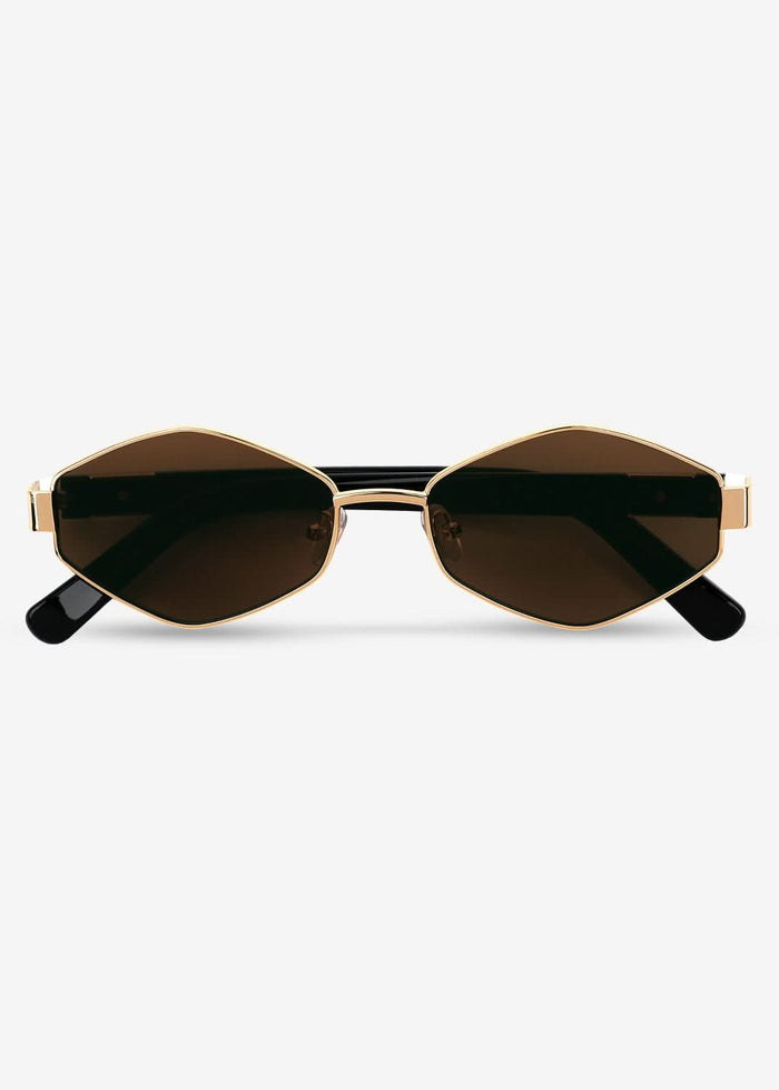Kenji - Gold & Brown Titanium Sunglasses - Nuree World