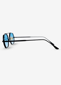 SOLACE - Blue and Black Metal Sunglasses - Nuree World