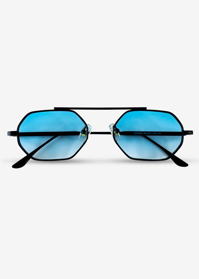 SOLACE - Blue and Black Metal Sunglasses - Nuree World