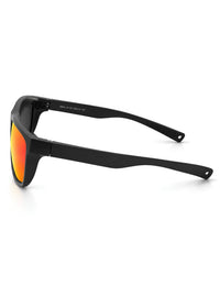 Sport Sunglasses – Black Frame with Red Mirrored Polarized Lenses - Nuree World