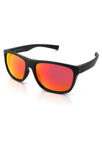 Sport Sunglasses – Black Frame with Red Mirrored Polarized Lenses - Nuree World