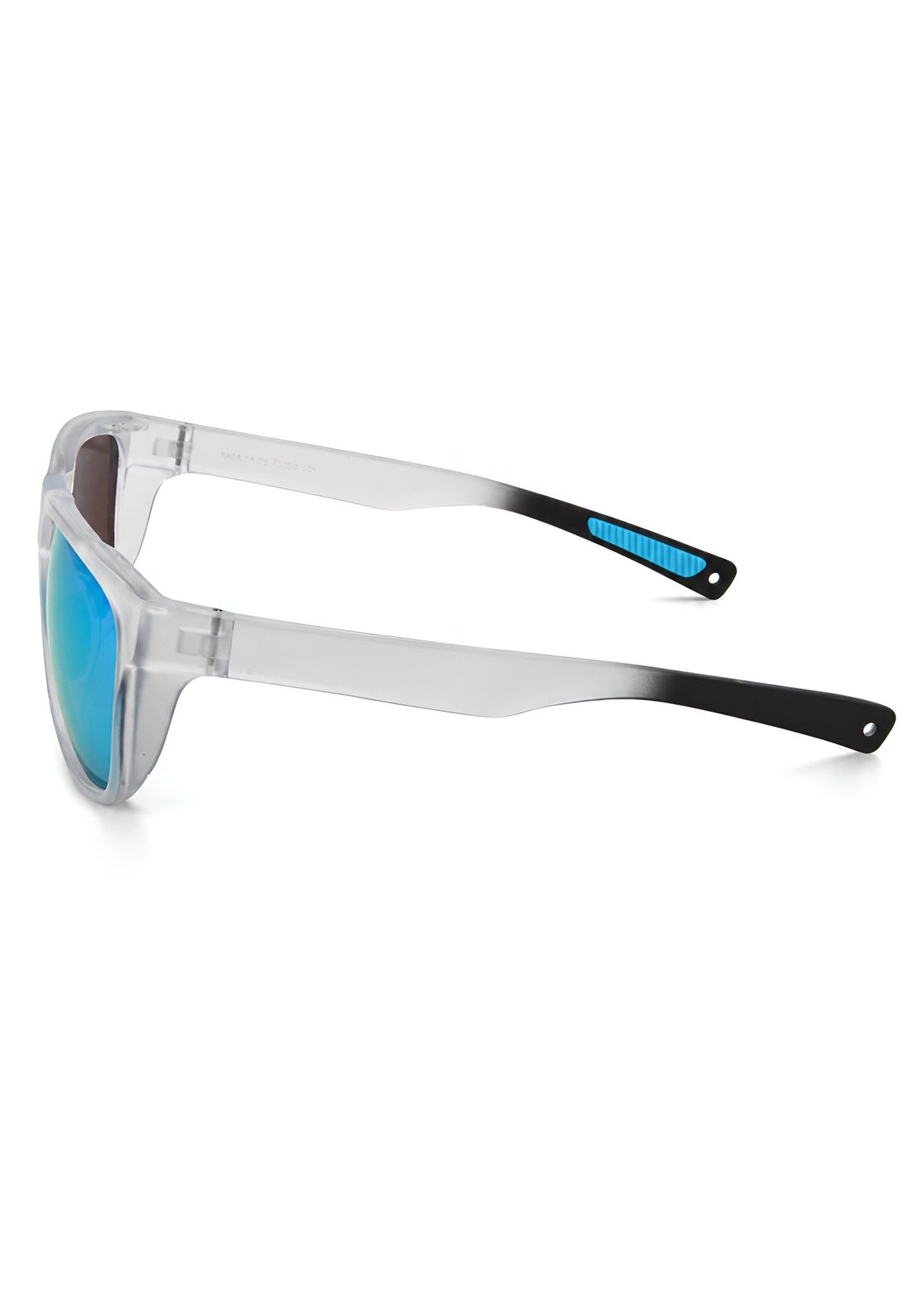 Sport Sunglasses – Clear Frame with Blue Mirrored Polarized Lenses - Nuree World