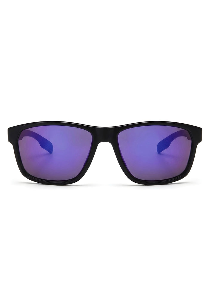 Sprint Sport Sunglasses – Black Frame with Purple Mirrored Polarized Lenses - Nuree World
